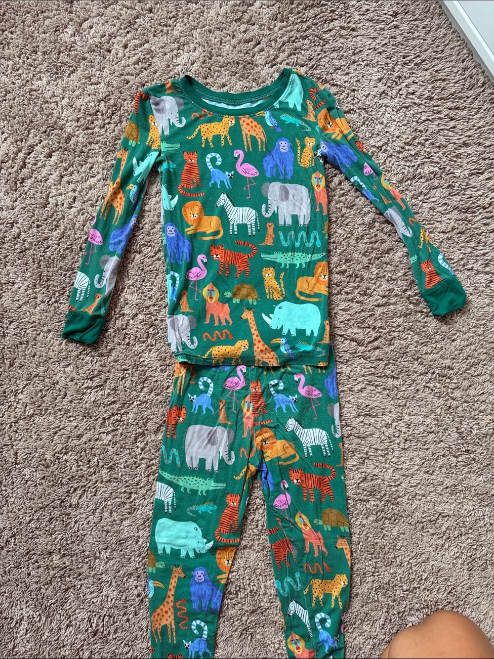Little Sleepies Green Safari Animal Pajama Set (5/6)